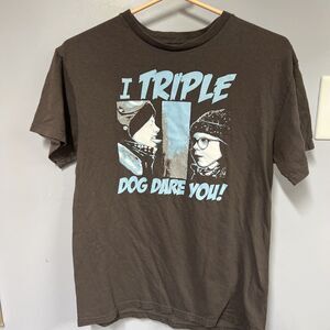A Christmas Story “I Triple Dog Dare You” Sz Med T-shirt Gray With Blue Graphics